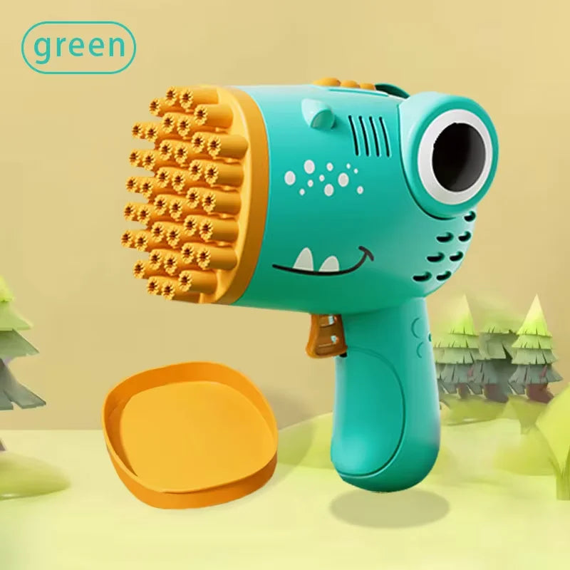Kids 40 Hole Dinosaur Bubble Gun Toys Summer Soap Water Bubble Machine 2-In-1 Electric Bubble Machine for Children Gift Toys