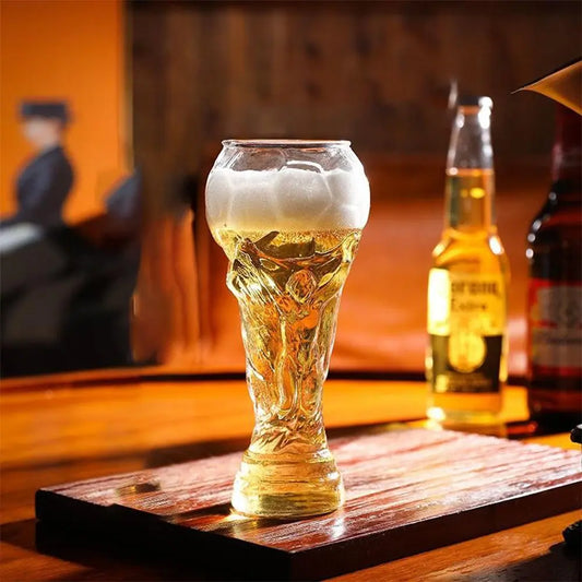 Trophy Shaped Glass Cup, Sports Theme Souvenir, Ideal for Bar/Dining/Home, Essential for Viewing Parties, Soccer Fan Gift