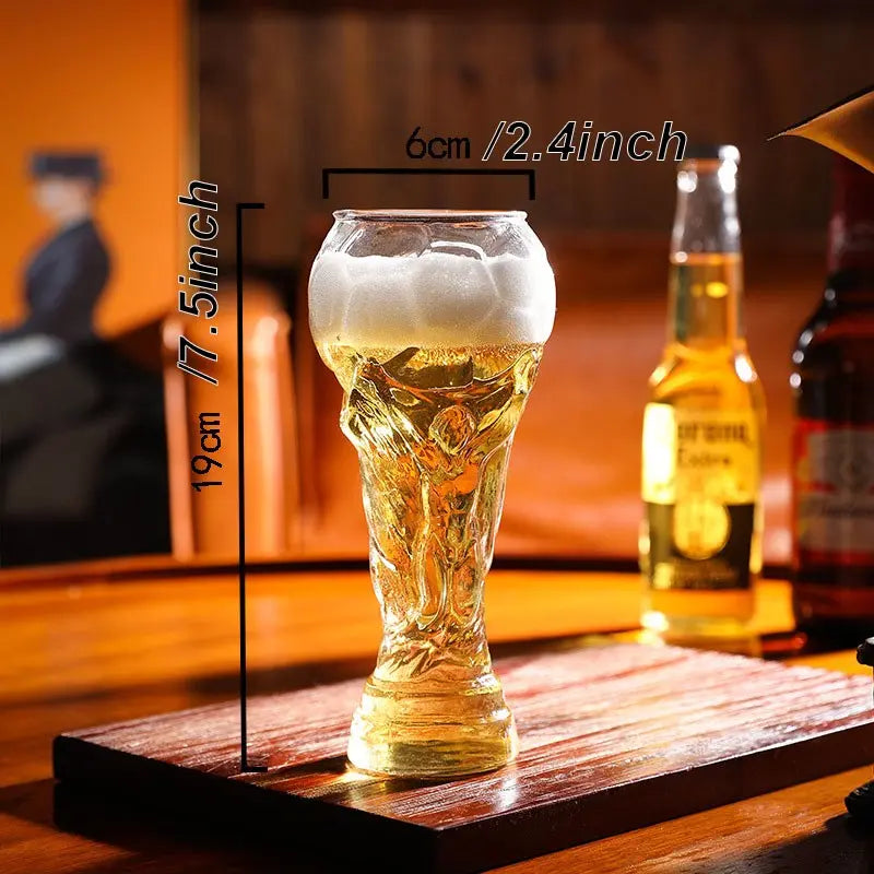 Trophy Shaped Glass Cup, Sports Theme Souvenir, Ideal for Bar/Dining/Home, Essential for Viewing Parties, Soccer Fan Gift