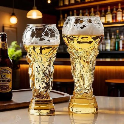 Trophy Shaped Glass Cup, Sports Theme Souvenir, Ideal for Bar/Dining/Home, Essential for Viewing Parties, Soccer Fan Gift