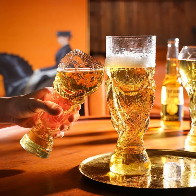 Trophy Shaped Glass Cup, Sports Theme Souvenir, Ideal for Bar/Dining/Home, Essential for Viewing Parties, Soccer Fan Gift