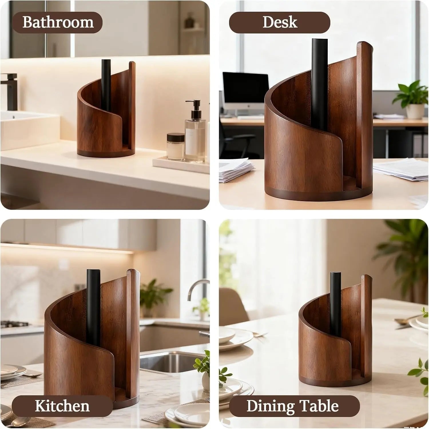 2026 New Mountain Paper Towel Holder, Countertop Style, Natural Mango Wood Base, Iron Stand, Kitchen Storage, Table Placement, Home Decor