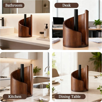 2026 New Mountain Paper Towel Holder, Countertop Style, Natural Mango Wood Base, Iron Stand, Kitchen Storage, Table Placement, Home Decor