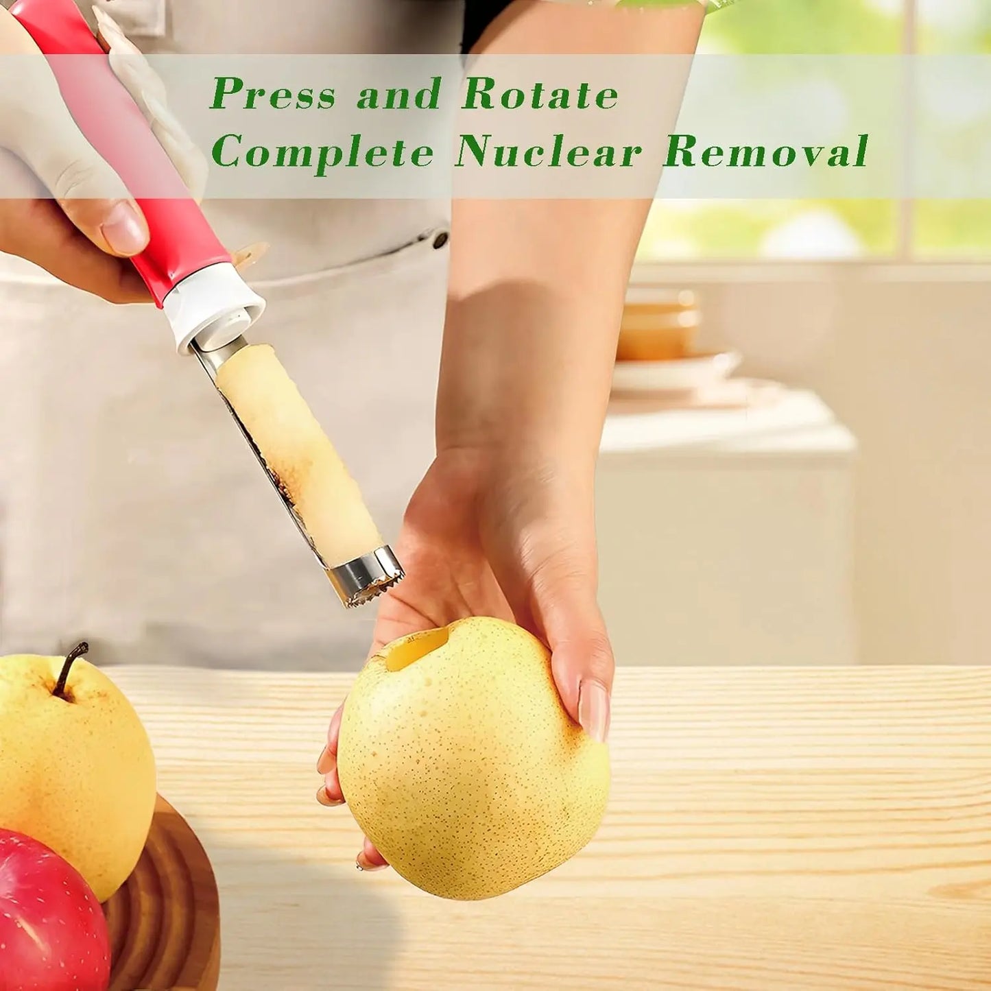Multifunctional Retractable Stainless Steel Peeler 2 in 1 Apple Peeler Corer Slicer Easy Grip Kitchen Gadget for Fruit Vegetable (Red)