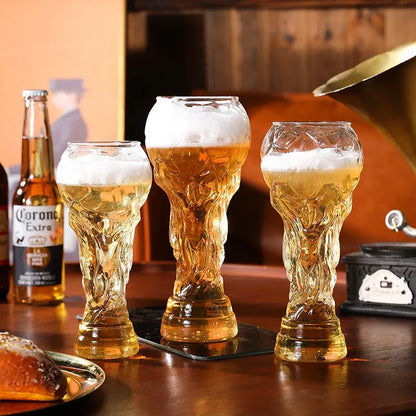 Trophy Shaped Glass Cup, Sports Theme Souvenir, Ideal for Bar/Dining/Home, Essential for Viewing Parties, Soccer Fan Gift
