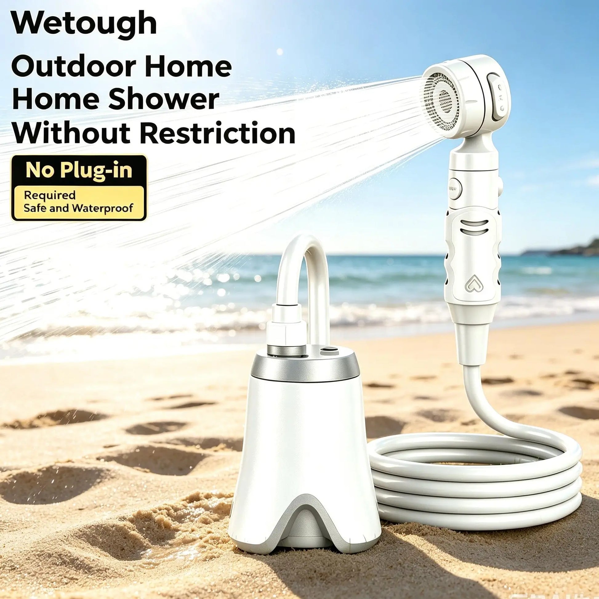 Wetough Portable Camping Shower Outdoor Camp Shower Pump,Upgrade Rechargeable Electric Shower Pump with Intelligent Digital Display Multiple Spray Modes for Camping, Hiking, Traveling