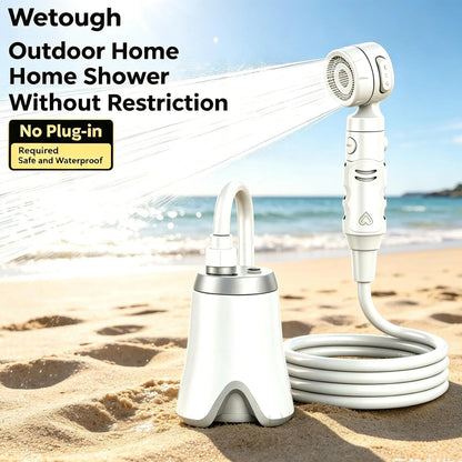 Wetough Portable Camping Shower Outdoor Camp Shower Pump,Upgrade Rechargeable Electric Shower Pump with Intelligent Digital Display Multiple Spray Modes for Camping, Hiking, Traveling