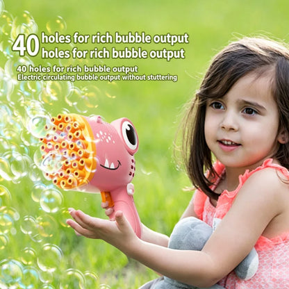 Kids 40 Hole Dinosaur Bubble Gun Toys Summer Soap Water Bubble Machine 2-In-1 Electric Bubble Machine for Children Gift Toys