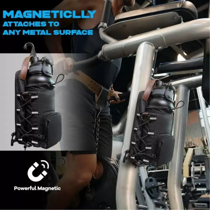 Magnetic Gym Bag for Men & Women，Sling Water Bottle Bag，Adjustable Strap, Crossbody Fitness Pouch for Travel, Yoga, Cycling, Work