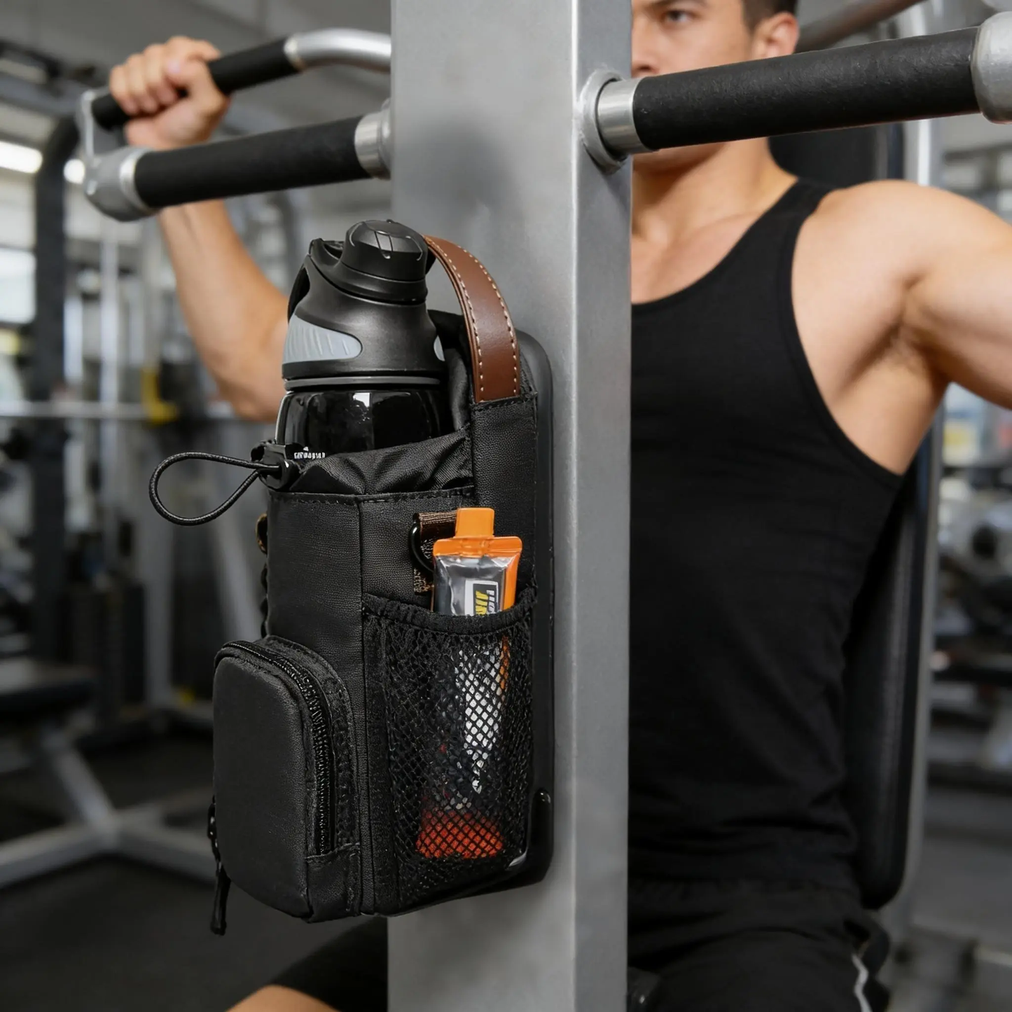 Magnetic Gym Bag for Men & Women，Sling Water Bottle Bag，Adjustable Strap, Crossbody Fitness Pouch for Travel, Yoga, Cycling, Work