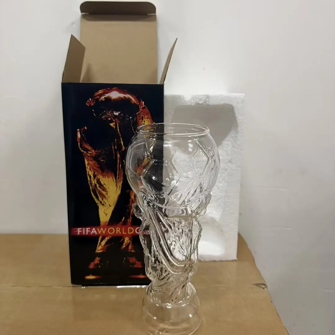 Trophy Shaped Glass Cup, Sports Theme Souvenir, Ideal for Bar/Dining/Home, Essential for Viewing Parties, Soccer Fan Gift