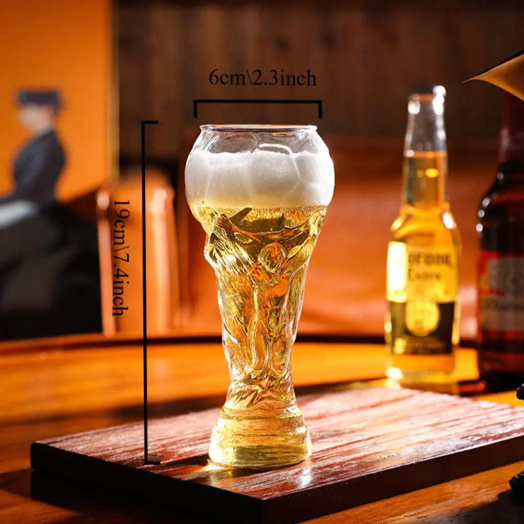 Trophy Shaped Glass Cup, Sports Theme Souvenir, Ideal for Bar/Dining/Home, Essential for Viewing Parties, Soccer Fan Gift