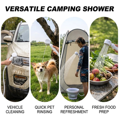 Wetough Portable Camping Shower Outdoor Camp Shower Pump,Upgrade Rechargeable Electric Shower Pump with Intelligent Digital Display Multiple Spray Modes for Camping, Hiking, Traveling