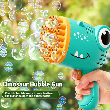 Kids 40 Hole Dinosaur Bubble Gun Toys Summer Soap Water Bubble Machine 2-In-1 Electric Bubble Machine for Children Gift Toys